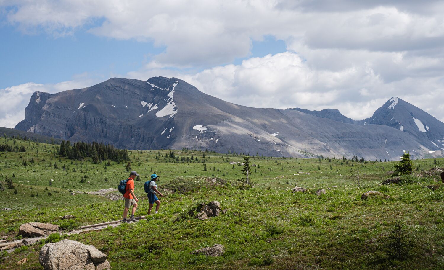 Two hikers at Sunshine Meadows near Banff National Park.